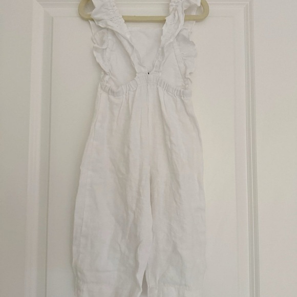 Zara baby girls white linen blend ruffle pants romper size 18-24 months - Picture 2 of 3